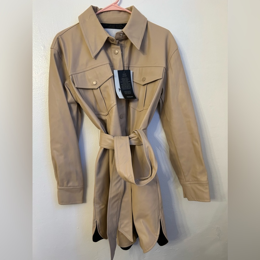 NWT BEAUTIFUL NVLT VEGAN Leather JACKET (latte) - Picture 6 of 9
